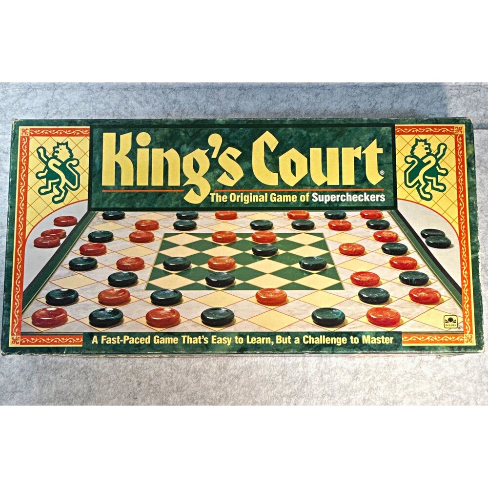 Golden King’s Court Original Supercheckers Board Game 4724 1989 2 Players 7+